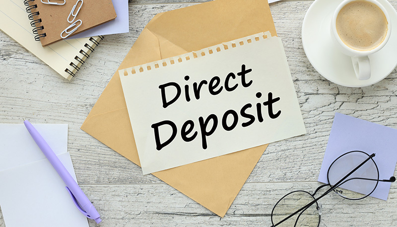 Direct Deposit written on a piece of paper