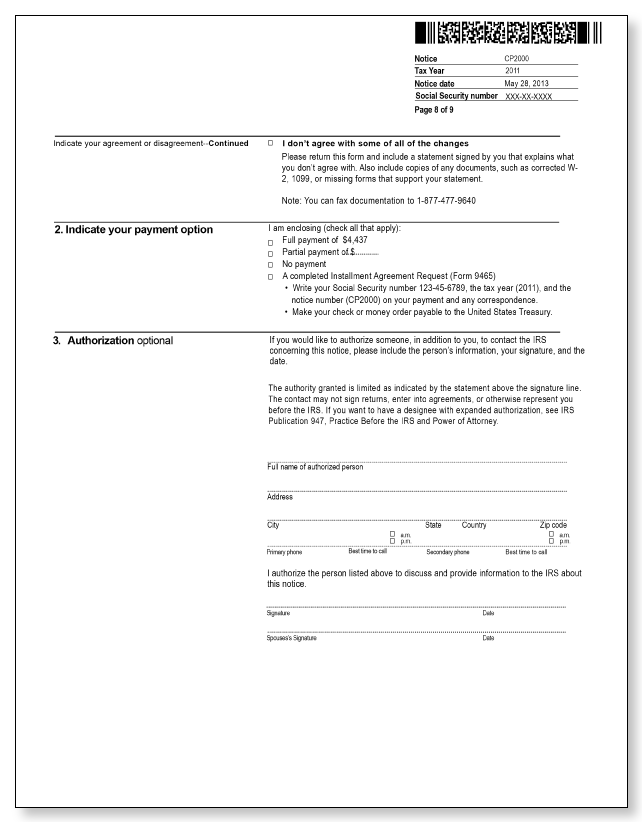 IRS Audit Letter CP2000 - Sample 5 