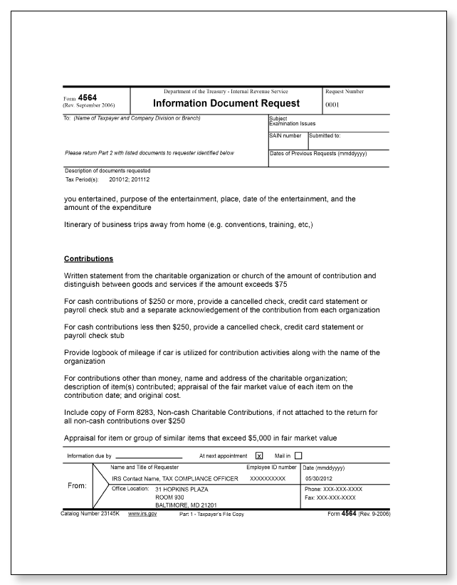 IRS Audit Letter 3572 - Sample 2