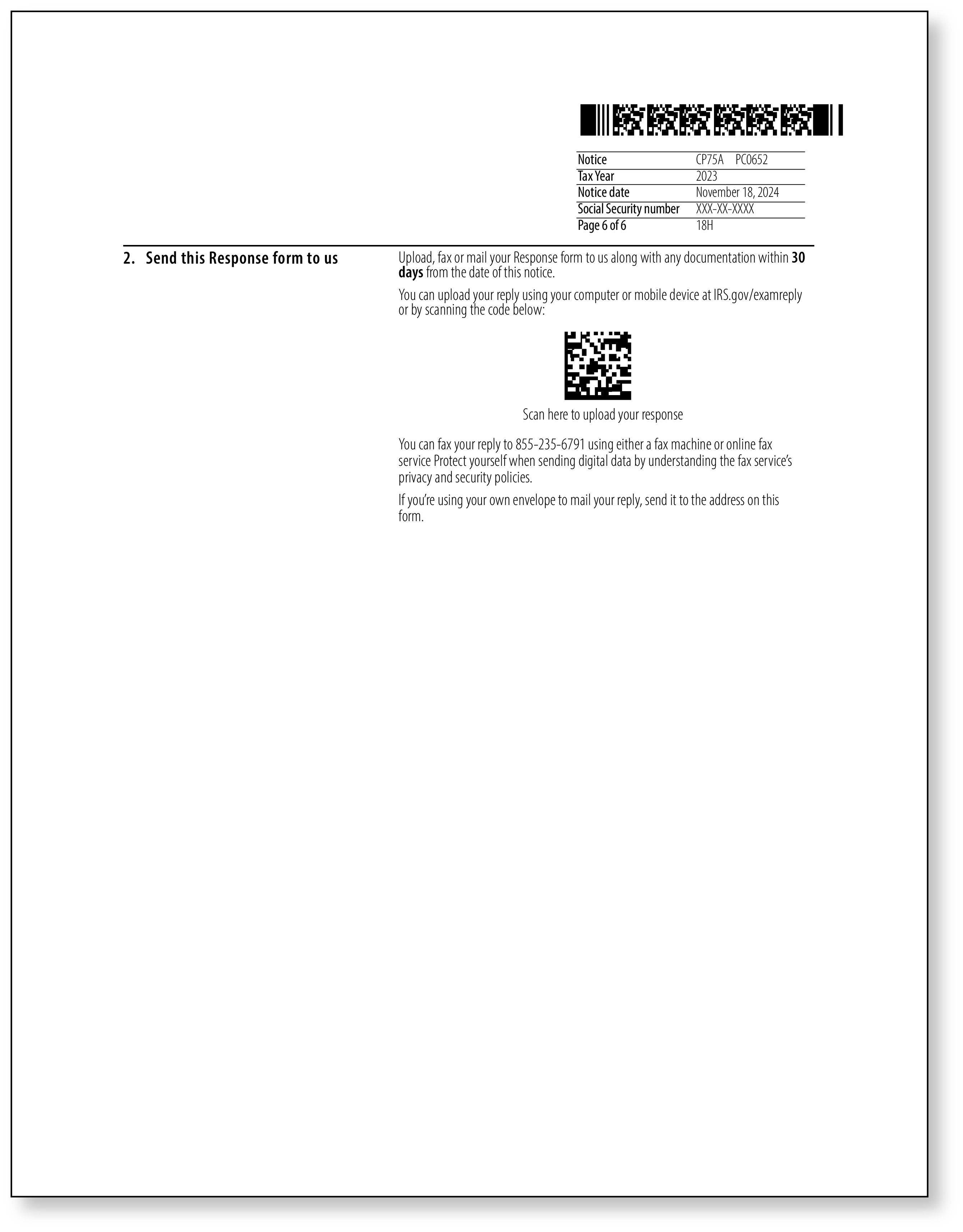 IRS Audit Letter CP75A - Sample 2