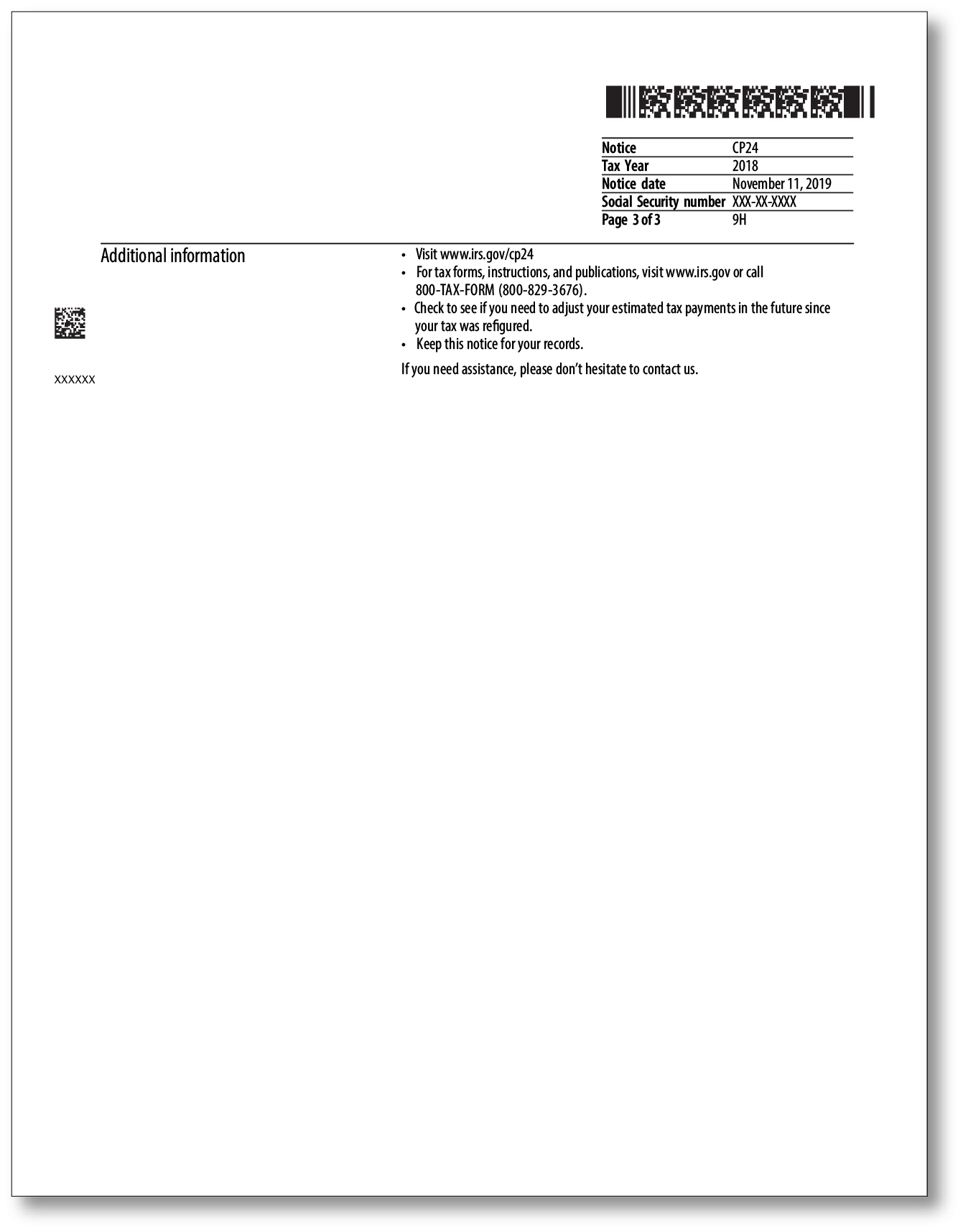 IRS Audit Letter CP24 - Sample 1