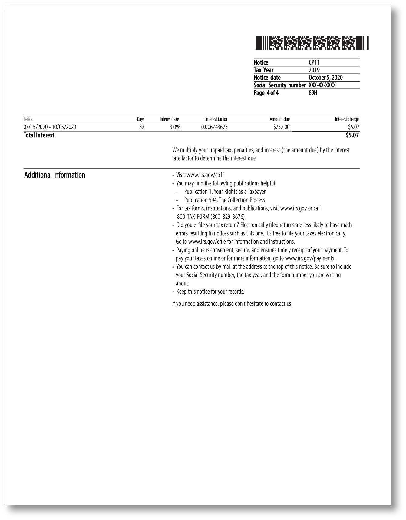 IRS Audit Letter CP11 – Sample 1