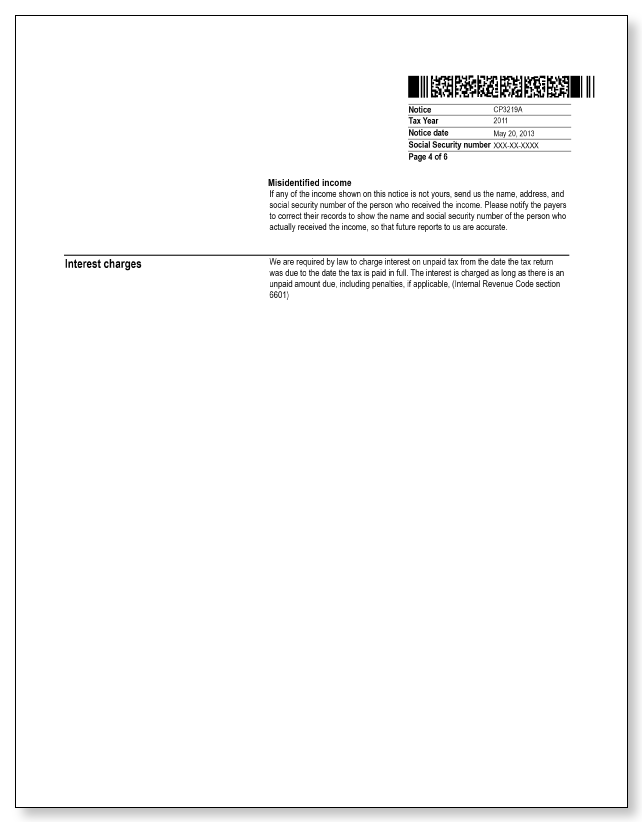 IRS Audit Letter CP3219A - Sample 1 