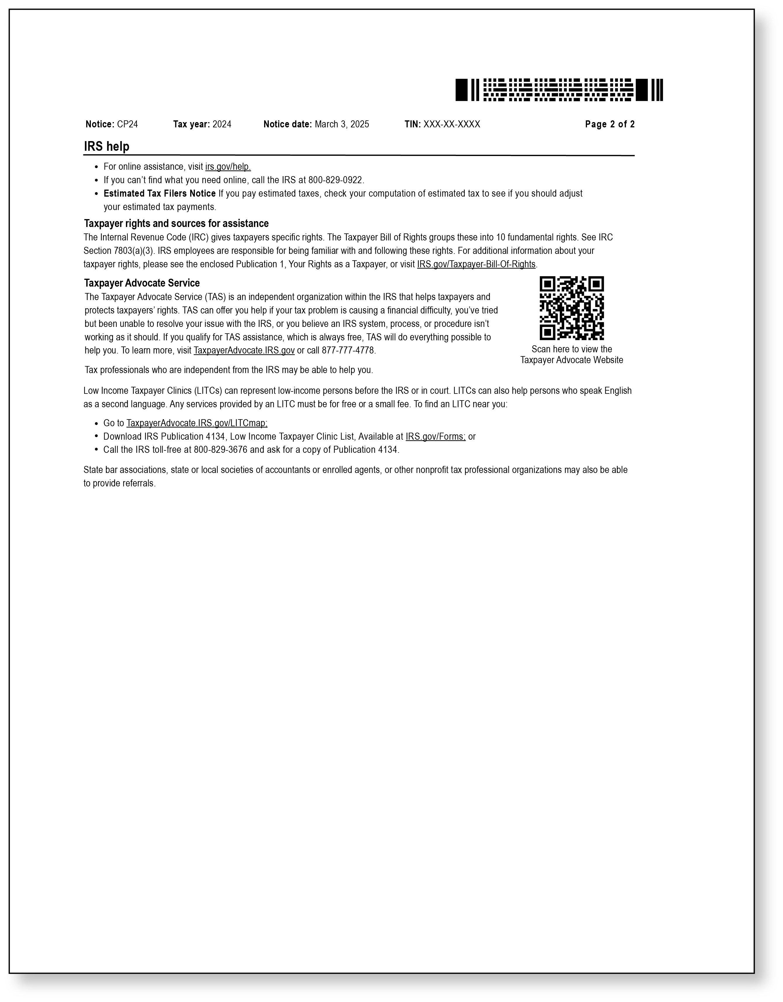 IRS Audit Letter CP24 - Sample 2