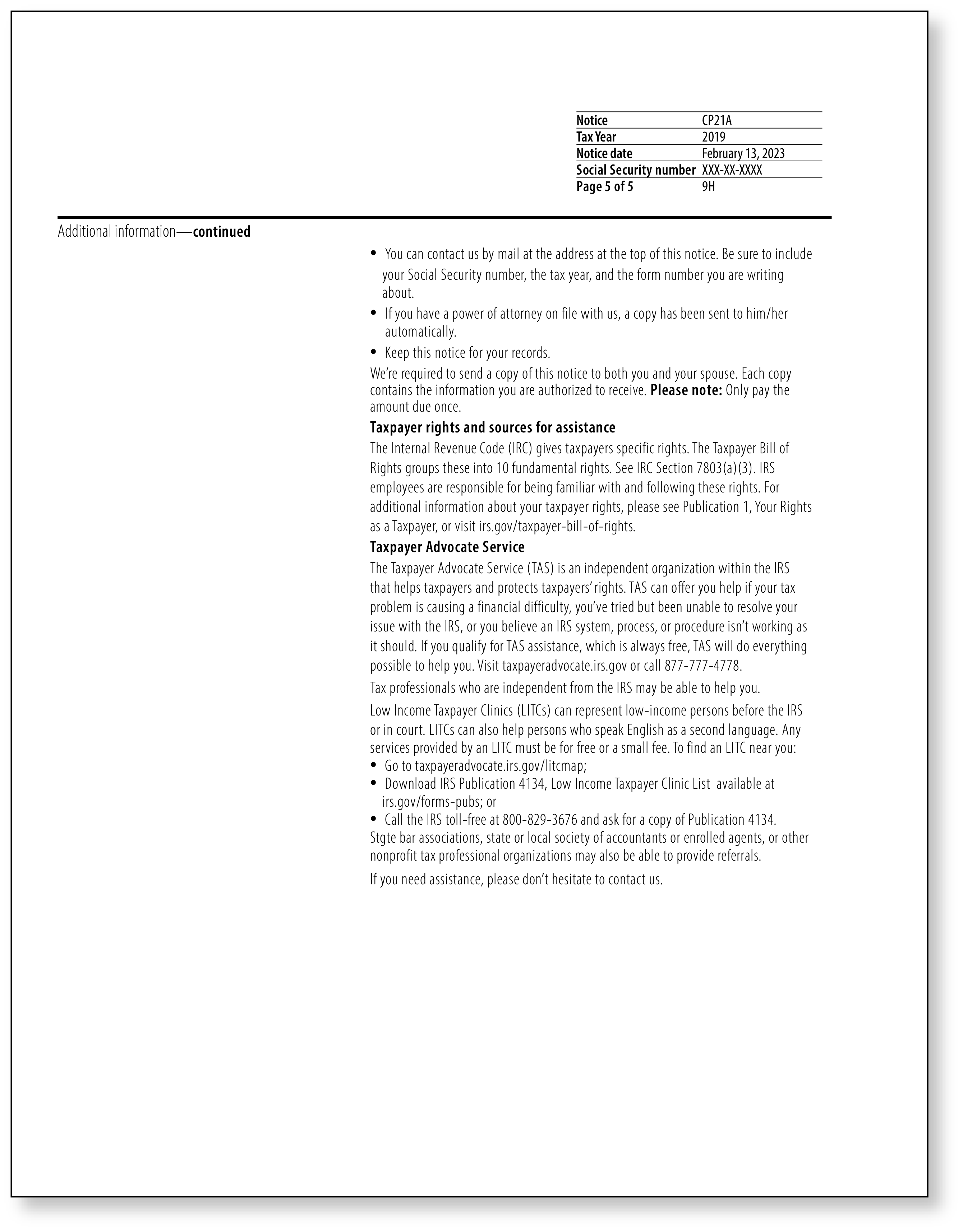 IRS Audit Letter CP21A - Sample 1