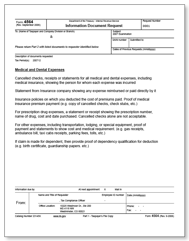 IRS Audit Letter 3572 - Sample 3 