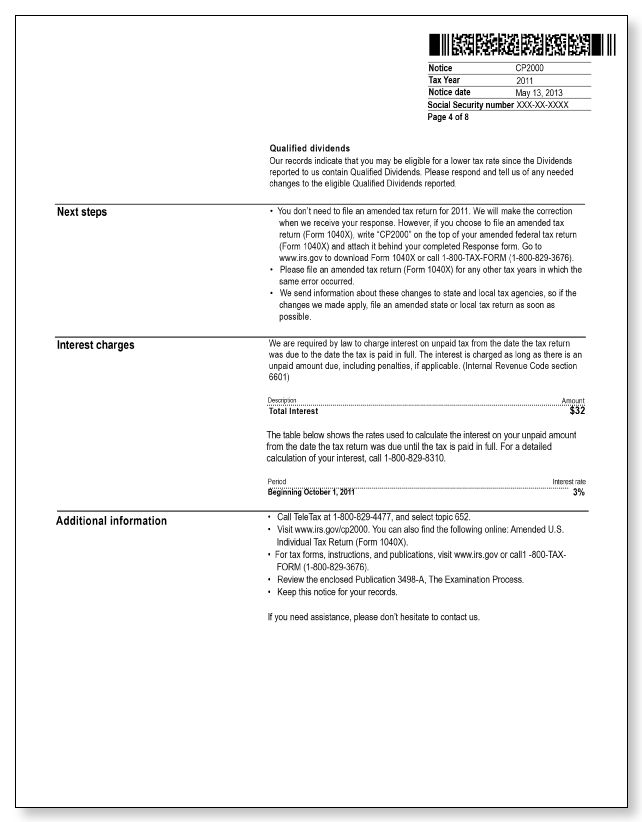 IRS Audit Letter CP2000 - Sample 2