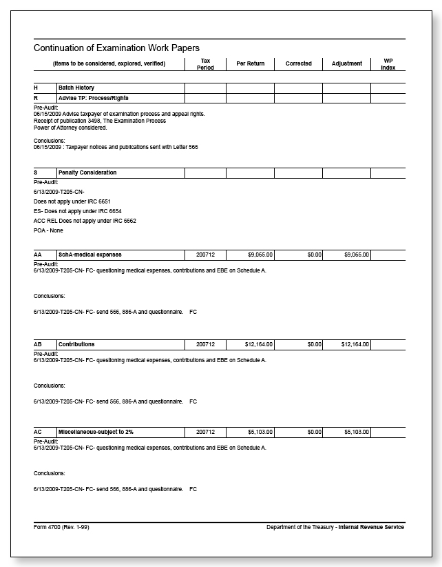 IRS Audit Letter 566(CG) - Sample 4