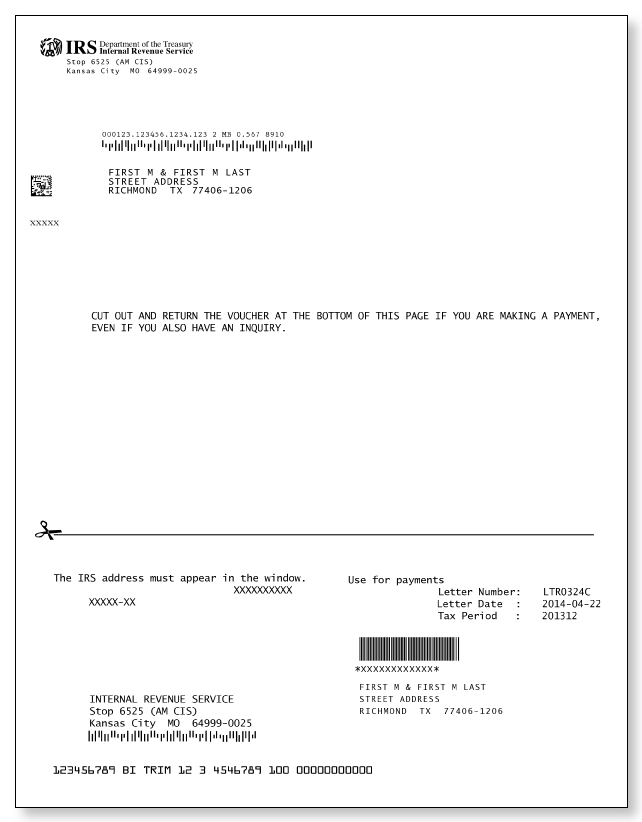 IRS Audit Letter 324C - Sample 1