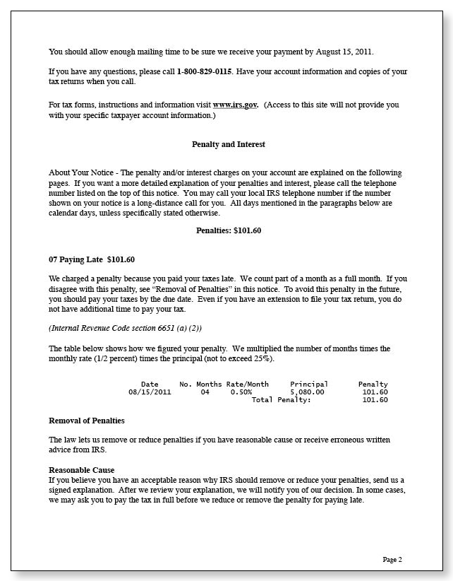 IRS Audit Letter CP134B - Sample 1 