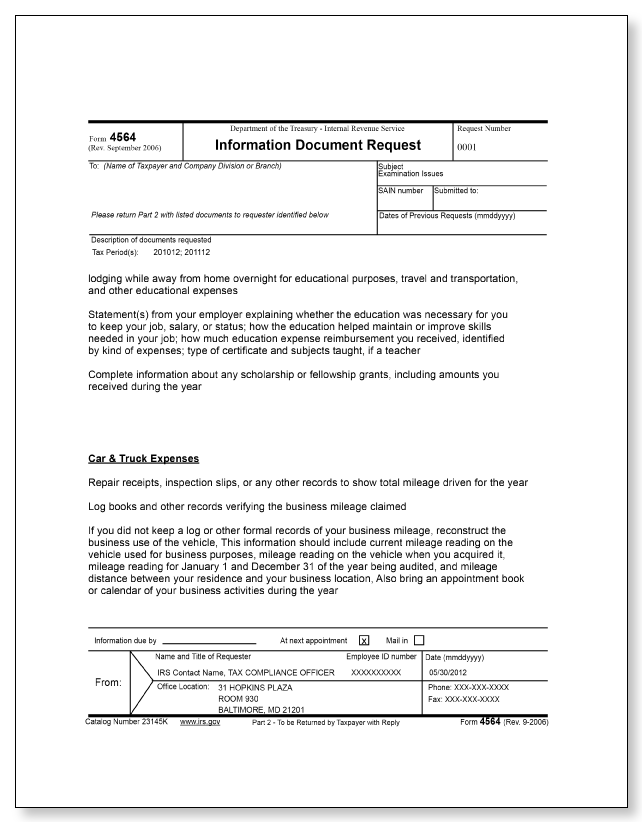 IRS Audit Letter 3572 - Sample 2