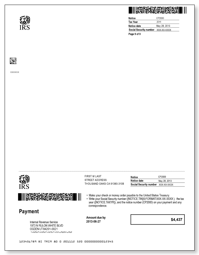 IRS Audit Letter CP2000 - Sample 5 