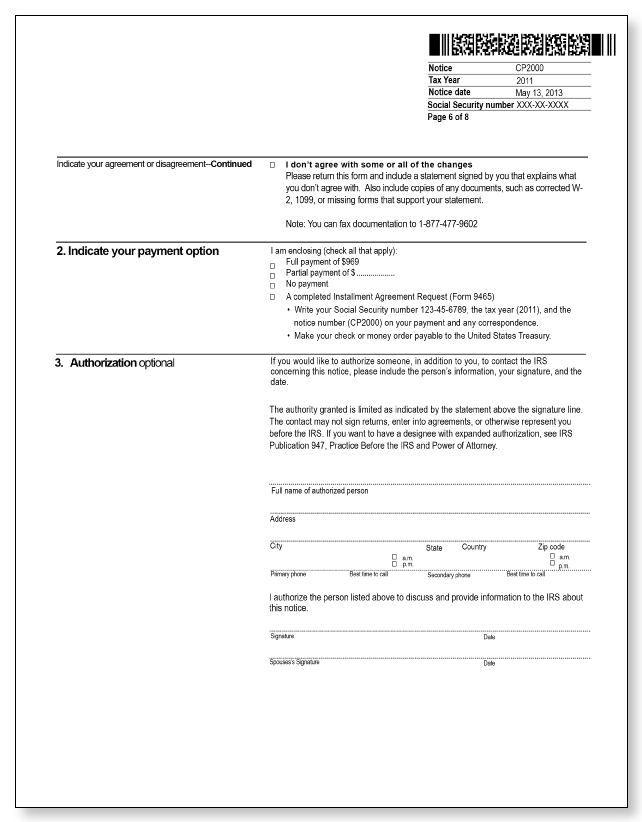 IRS Audit Letter CP2000 - Sample 2