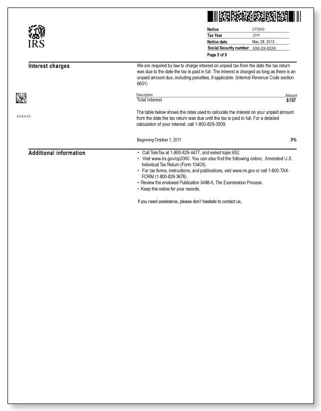 IRS Audit Letter CP2000 - Sample 5 