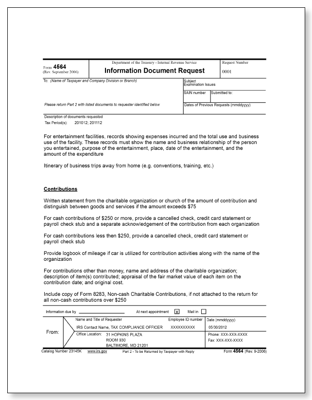 IRS Audit Letter 3572 - Sample 2