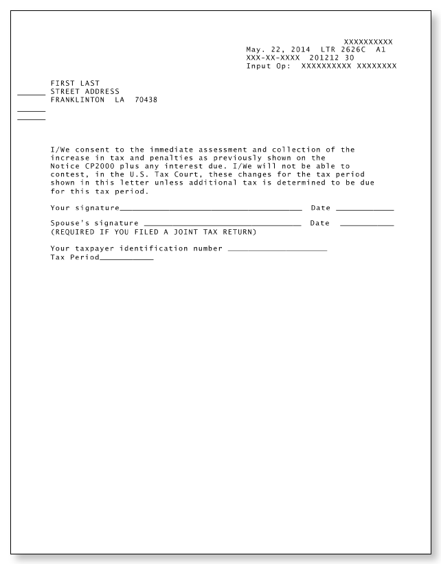 IRS Audit Letter 2626C - Sample 1