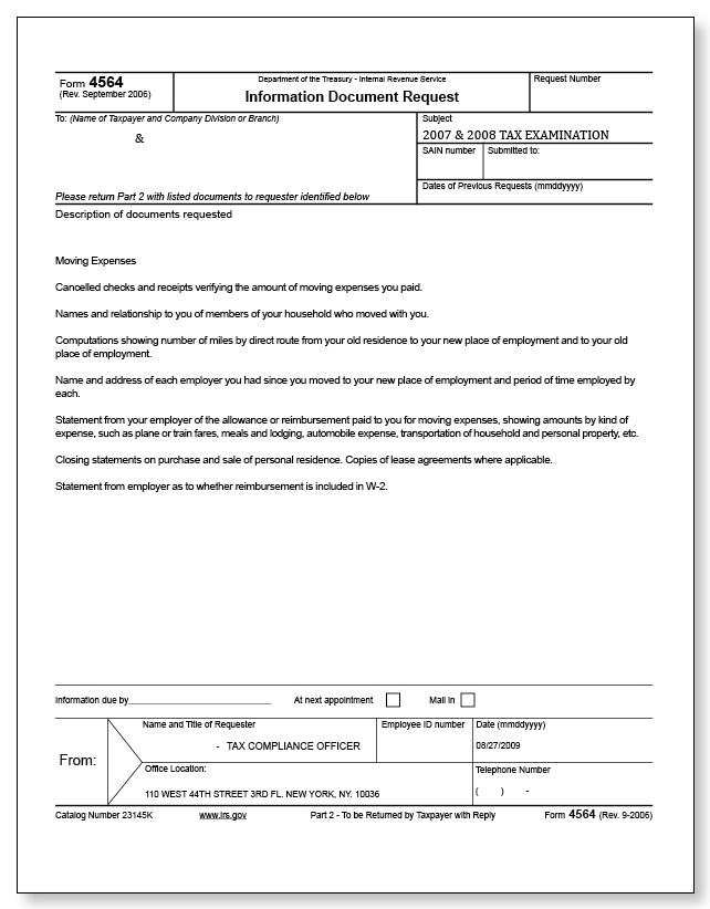 IRS Audit Letter 3572 - Sample 6 