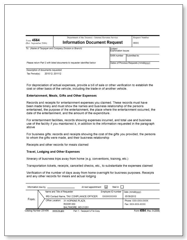 IRS Audit Letter 3572 - Sample 2