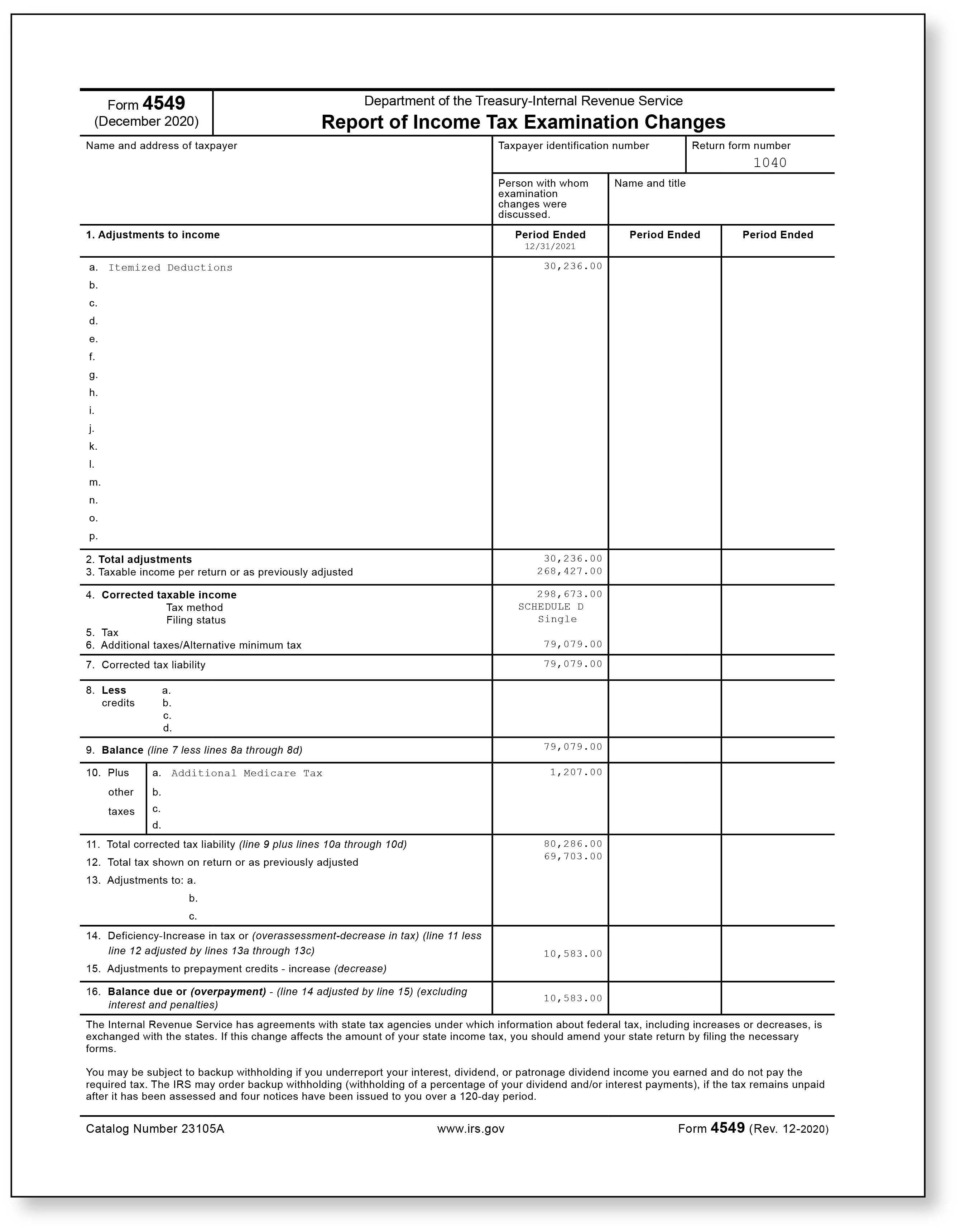 IRS Audit Letter 525 – Sample 1