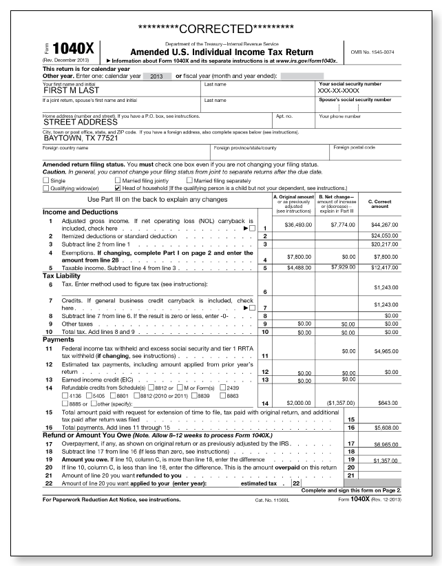 IRS Audit Letter 474C - Sample 1