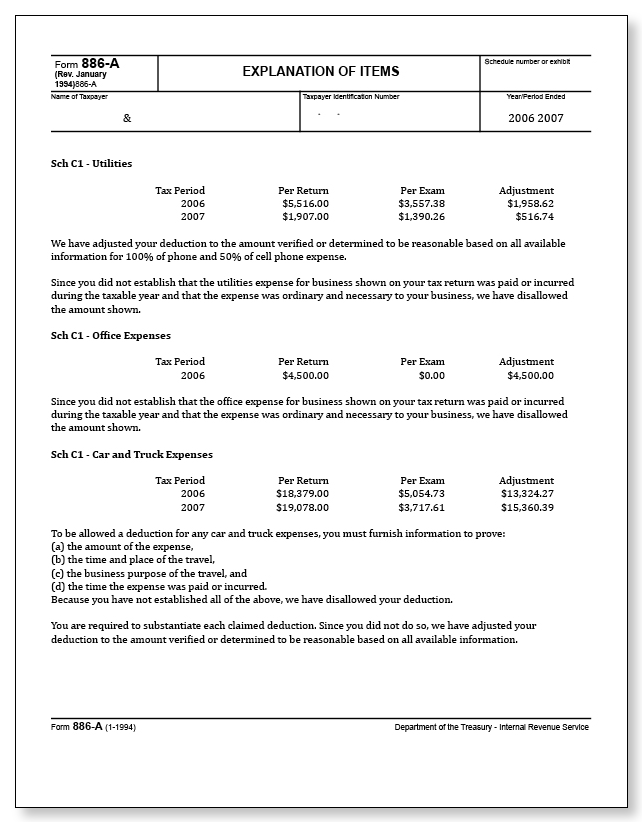 IRS Audit Letter 531-T - Sample 1