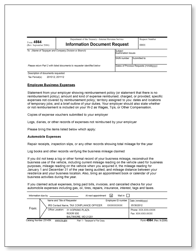 IRS Audit Letter 3572 - Sample 2