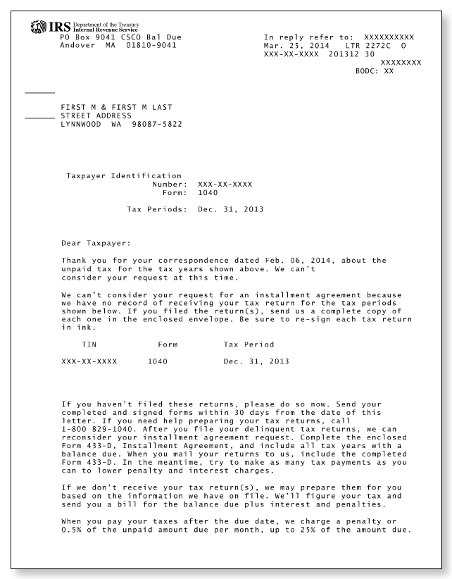 IRS Letter 2272C - Sample 1 