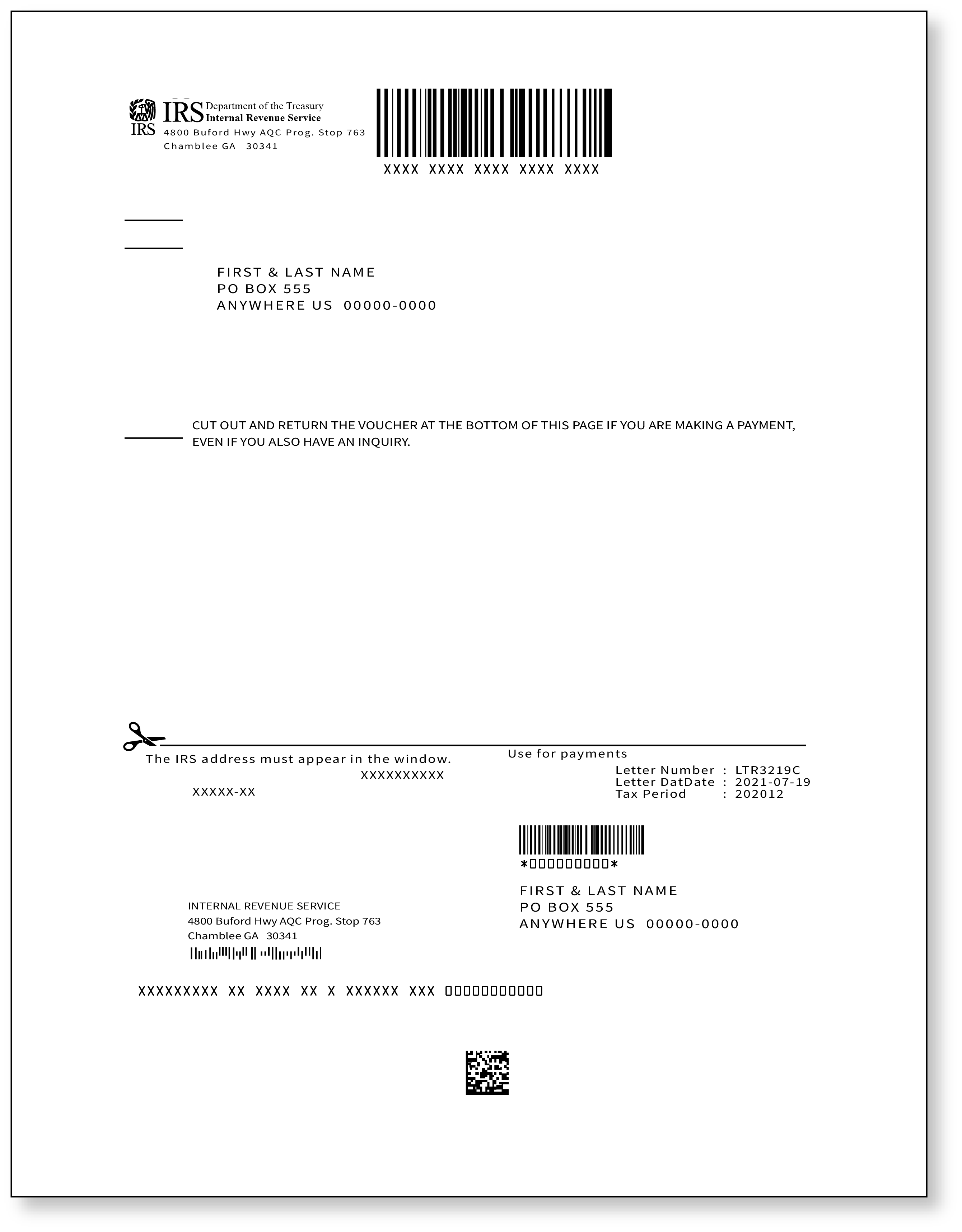 IRS Audit Letter 3219C - Sample 1