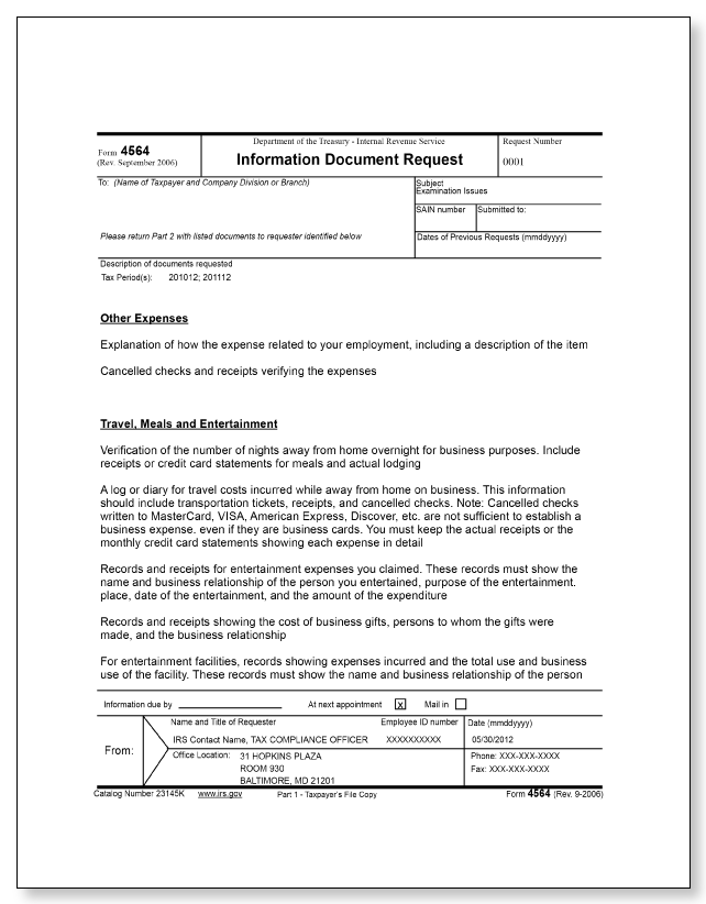 IRS Audit Letter 3572 - Sample 2