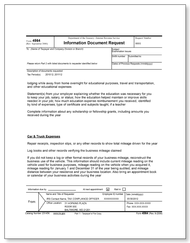 IRS Audit Letter 3572 - Sample 2