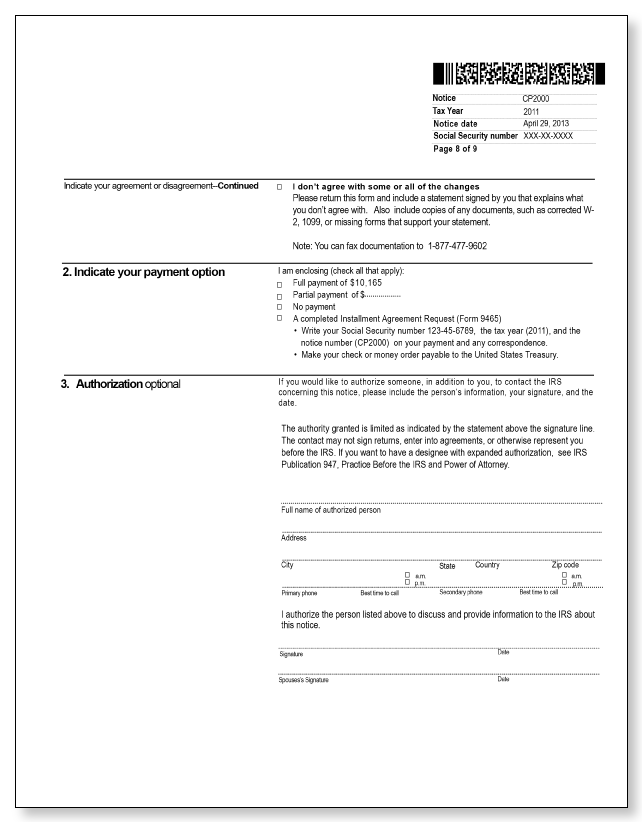 IRS Audit Letter CP2000 - Sample 4 