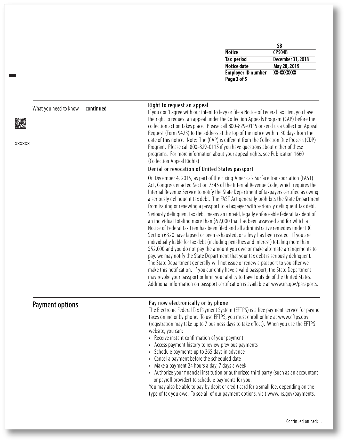 IRS Audit Letter CP504B - Sample 1