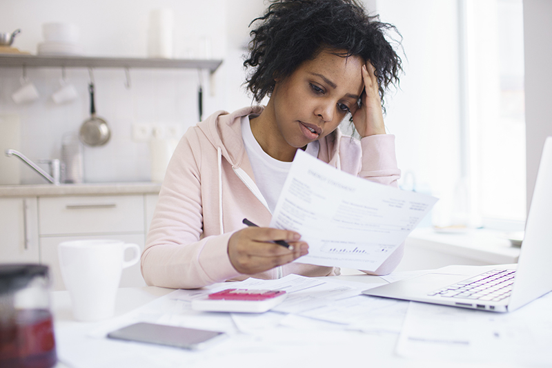 woman distressed about finances