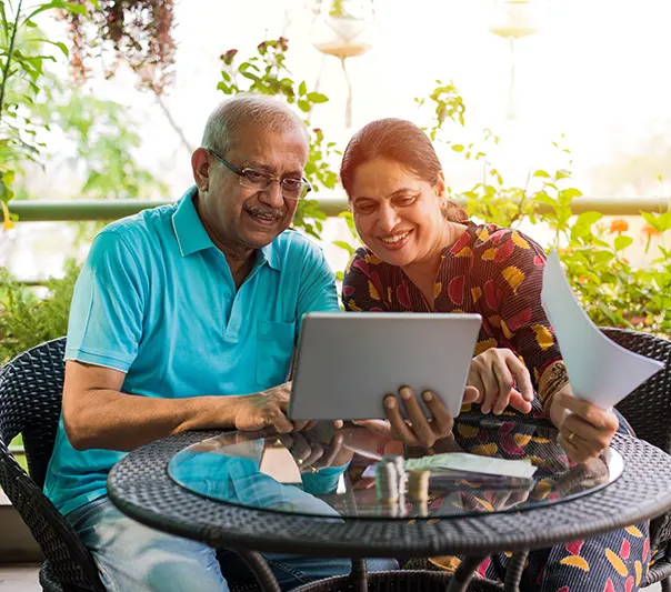 Couple sitting at table